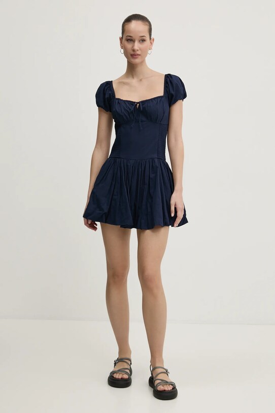 Bavlnené šaty Hollister Co. KI359.5085.200 tmavomodrá SS25