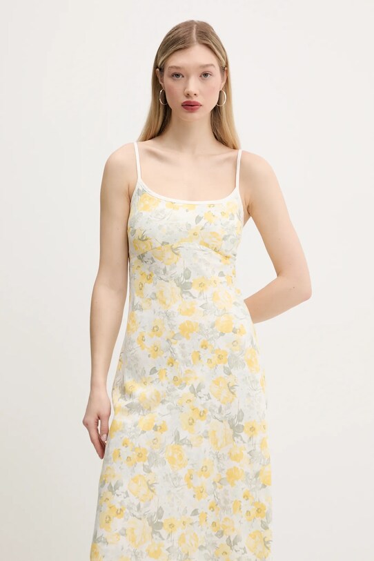 Hollister Co. sukienka lniana biały KI359.5266.108