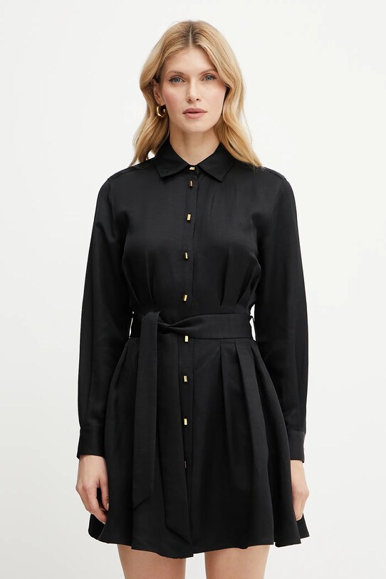 Marciano Guess vestito con aggiunta di lino GRETA mini nero 5GGK36.7316A
