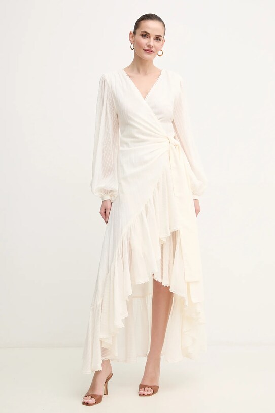 Marciano Guess vestito in cotone ELSA midi beige 5GGK53.7317A