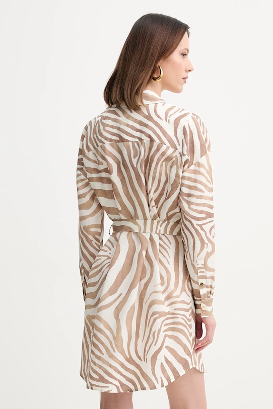 Odzież Marciano Guess sukienka z domieszką lnu ROSIE 5GGK41.7314A beżowy