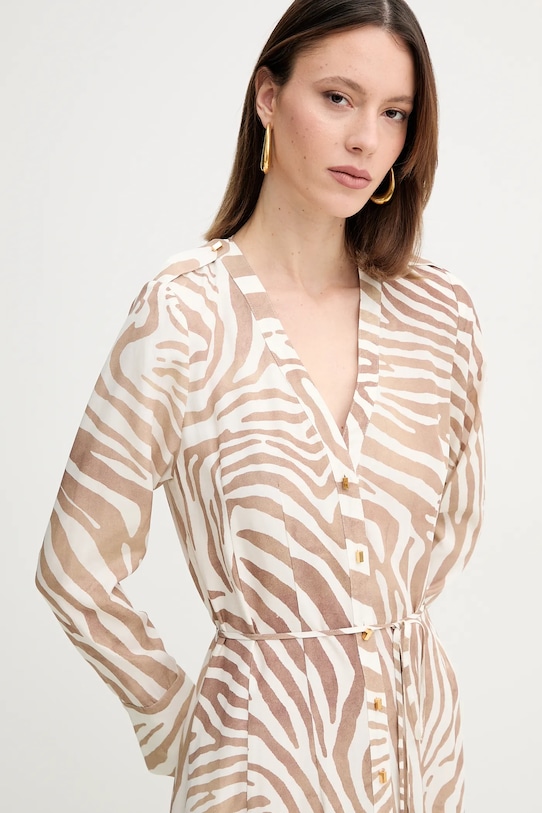 Marciano Guess sukienka z domieszką lnu GISELLE beżowy 5GGK08.7314A