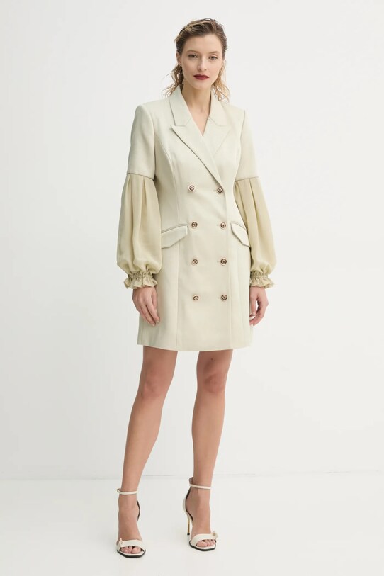 Bruuns Bazaar sukienka z domieszką wełny BBW4435 beżowy SS25