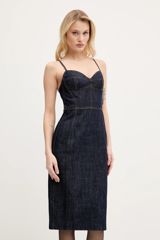 Bavlněné šaty Miss Sixty midi modrá 6S1DJ49400