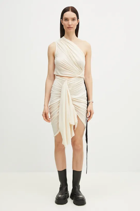 Rick Owens DRKSHDW sukienka bawełniana Fog gładkie beżowy DS01E3500.BHN