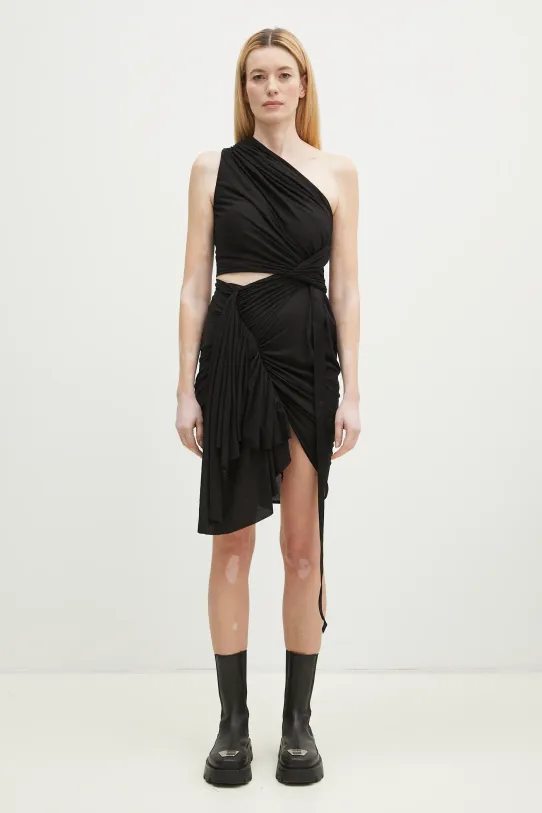 Rick Owens sukienka bawełniana Fog gładkie czarny DS01E3500.BH