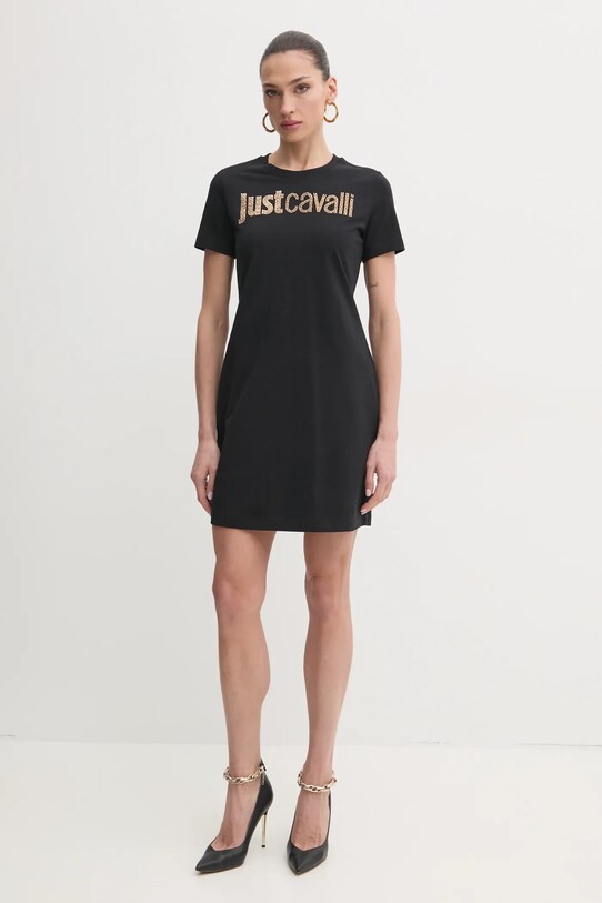 Just Cavalli vestito in cotone 78PAOE15.CJ110 nero SS25
