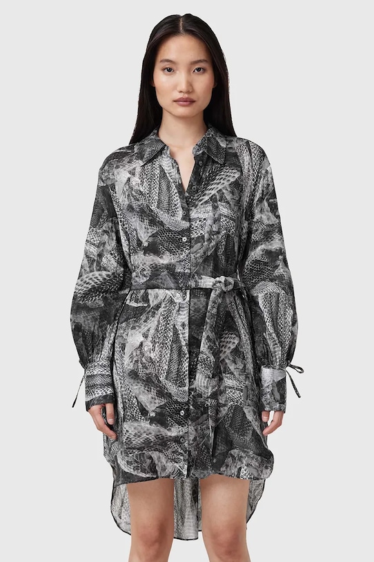 Платье с примесью шелка AllSaints LEYLA узор серый W081DC