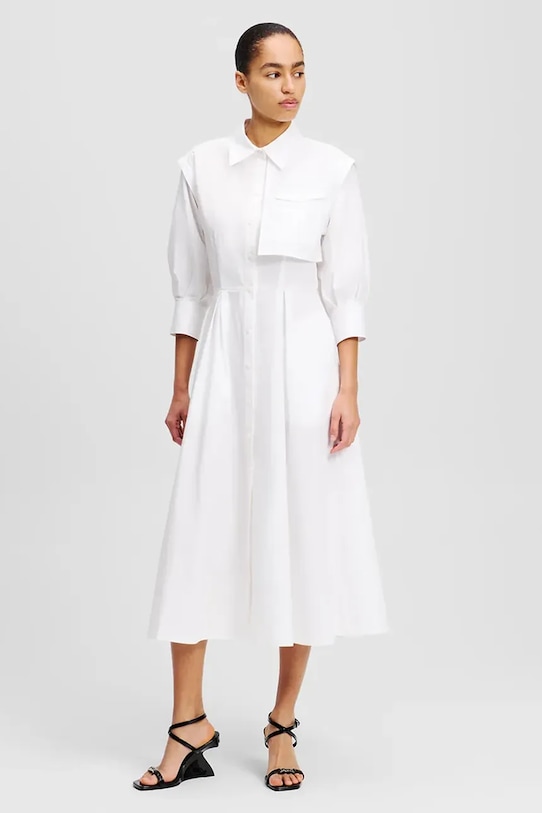 Karl Lagerfeld sukienka bawełniana bawełna biały A2W13005