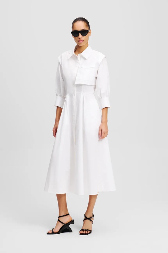 Karl Lagerfeld sukienka bawełniana biały A2W13005