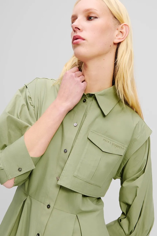 Îmbrăcăminte Karl Lagerfeld rochie din bumbac A2W13005 verde