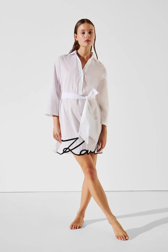 Karl Lagerfeld sukienka bawełniana biały A2W46075