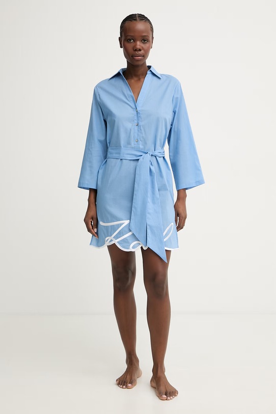 Karl Lagerfeld sukienka letnia bawełniana A2W46075 niebieski AA00