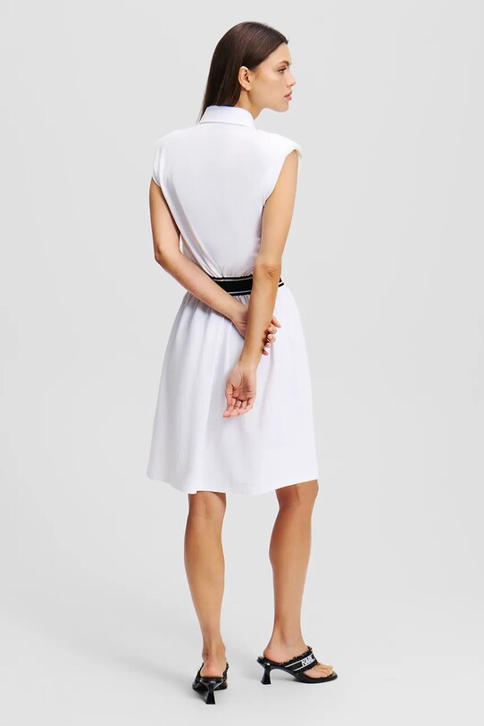 Karl Lagerfeld rochie din bumbac A2W13038 alb SS25