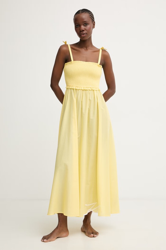 Karl Lagerfeld sukienka letnia bawełniana A2W46009 żółty SS26