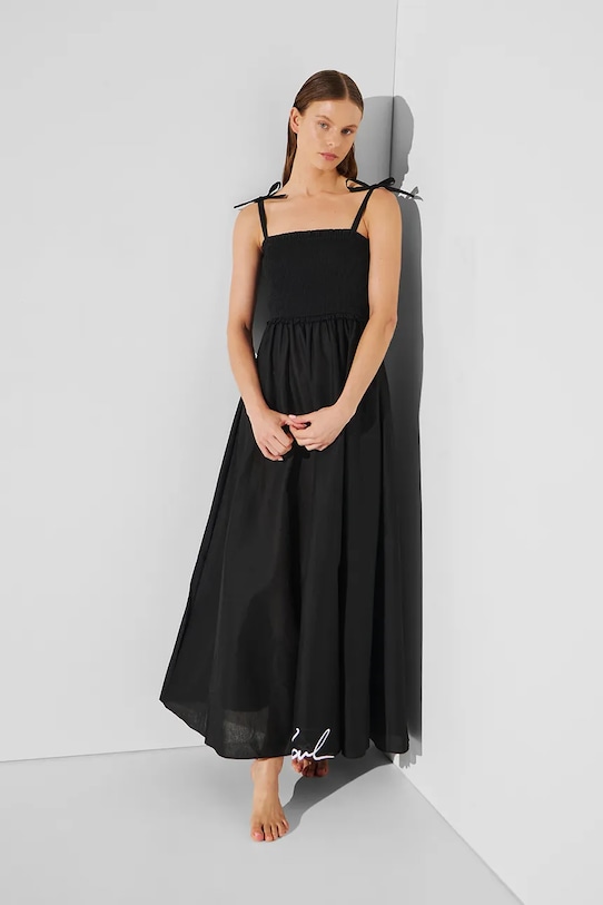 Karl Lagerfeld rochie din bumbac negru A2W46009