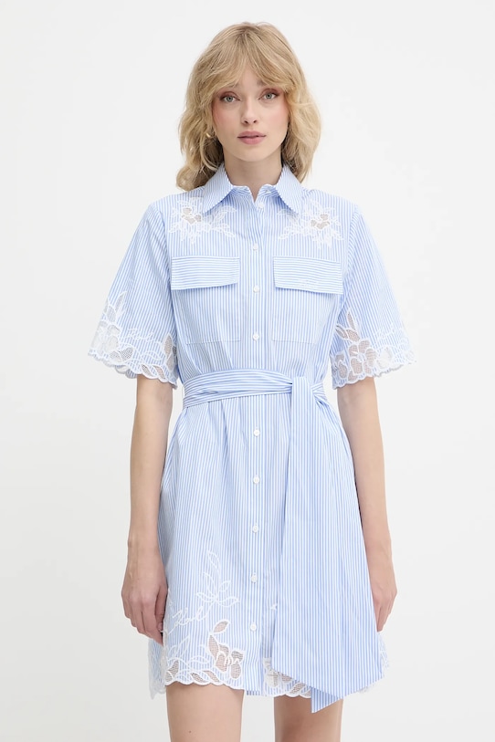 Bavlněné šaty Karl Lagerfeld mini modrá A2W13009