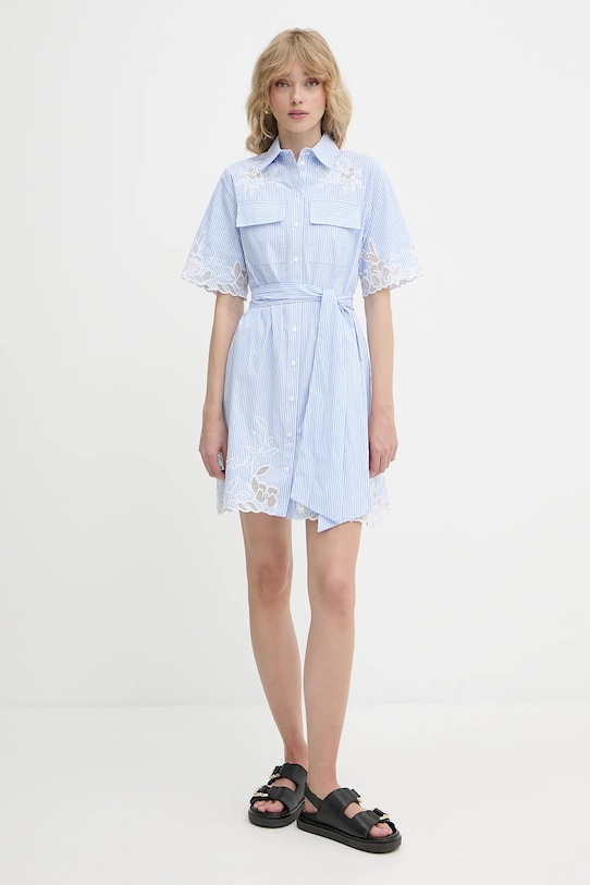 Bavlněné šaty Karl Lagerfeld A2W13009 modrá SS25