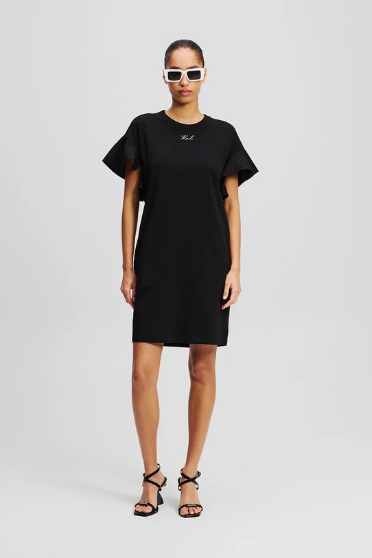 Karl Lagerfeld sukienka bawełniana czarny A2W13039