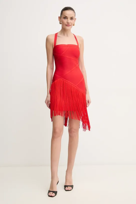 Herve Leger sukienka Josephine koktajl czerwony FRI8513807