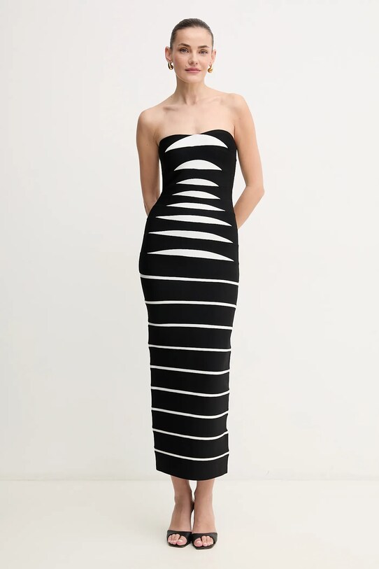 Herve Leger rochie Cameron midi negru HLT8513508