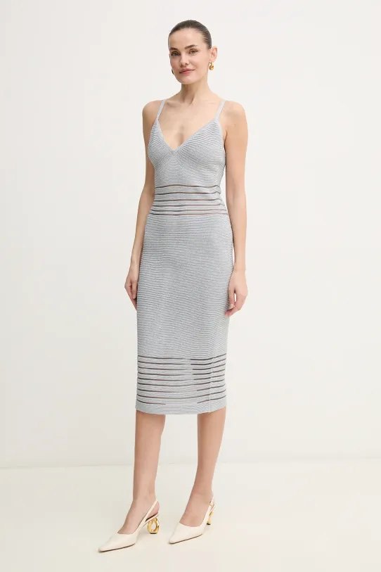 Herve Leger sukienka Elsa MOS8513267 srebrny SS25