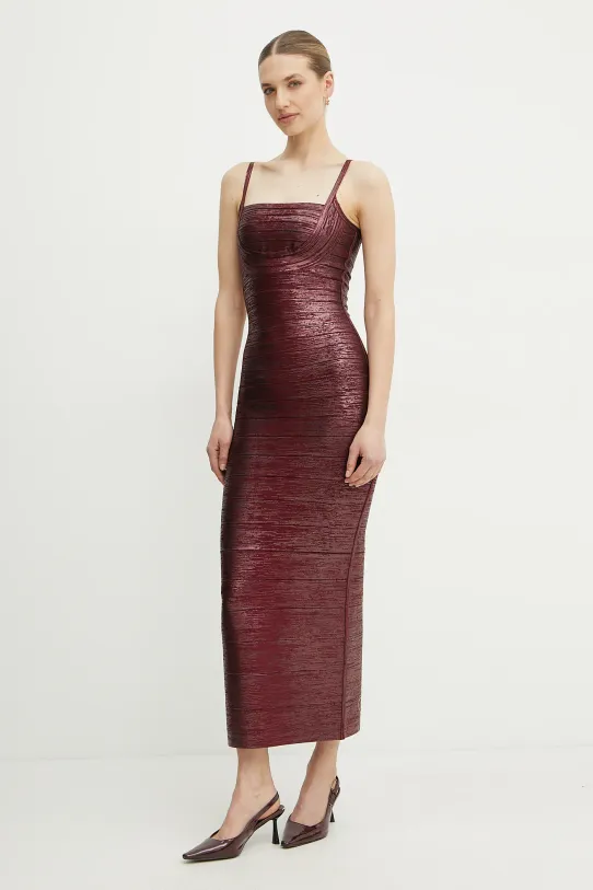 Φόρεμα Herve Leger Gemma με ελαστάν μπορντό HFL8503778