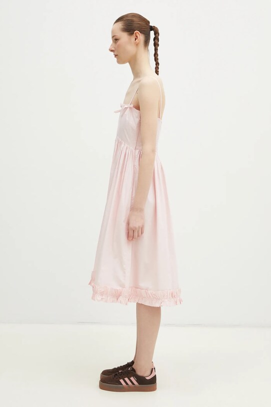 GANNI sukienka bawełniana Cotton Poplin Strap W0325 różowy SS25