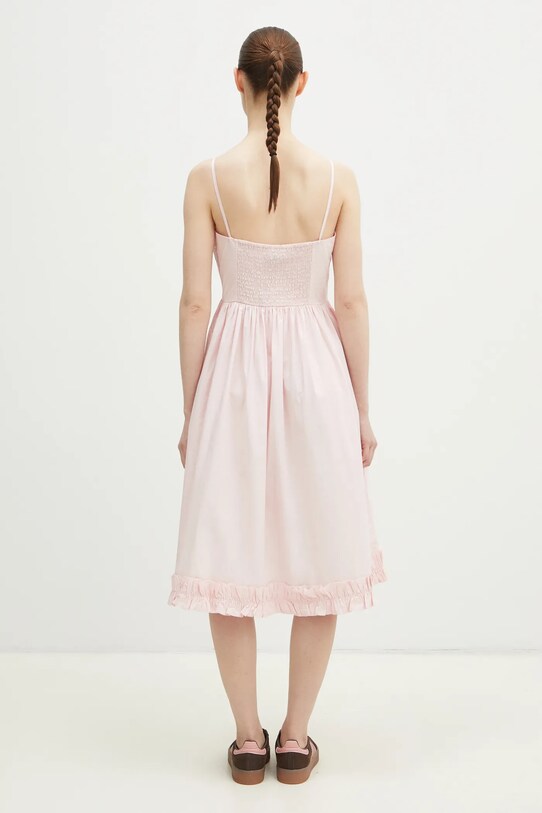 Odzież GANNI sukienka bawełniana Cotton Poplin Strap W0325 różowy