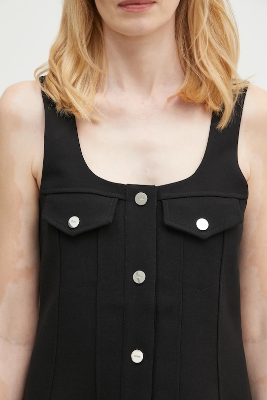GANNI vestito Bonded Crepe Mini nero W0187