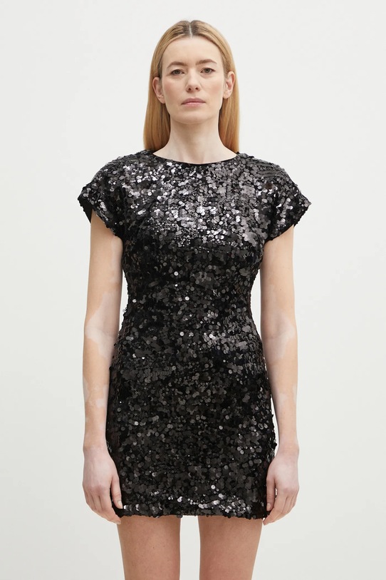 Φόρεμα GANNI Velvet Sequins Mini στενό μαύρο T4045