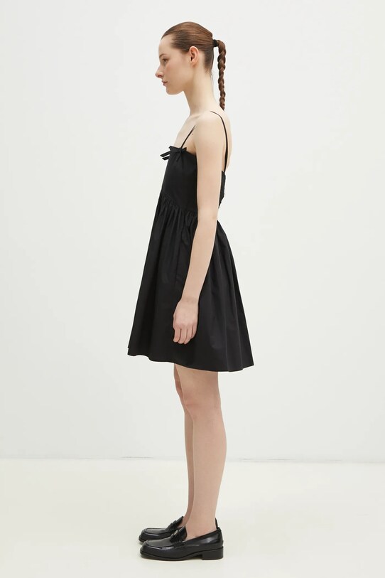 GANNI sukienka bawełniana Cotton Poplin Strap W0194 czarny SS25