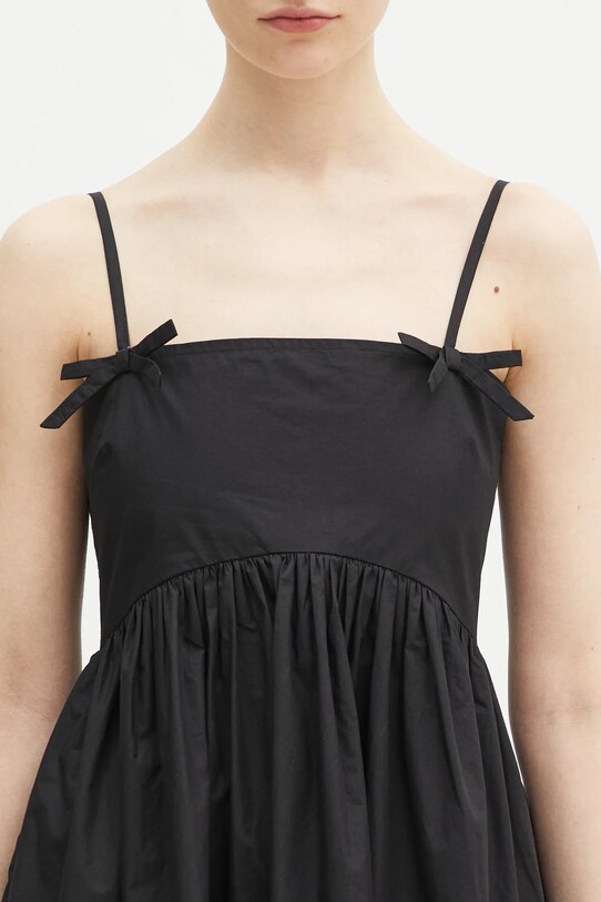 GANNI sukienka bawełniana Cotton Poplin Strap czarny W0194