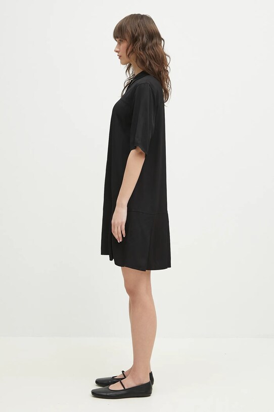 Φόρεμα GANNI Viscose Twill Mini W0083 μαύρο SS25