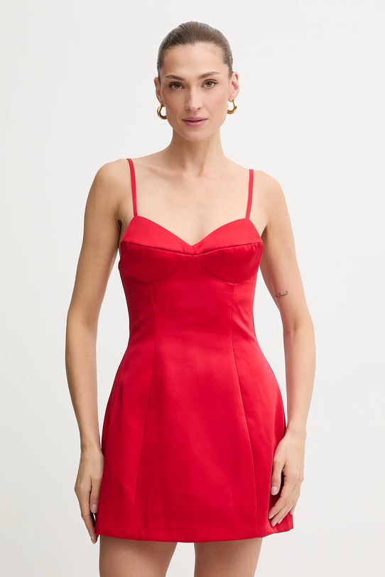 Bardot sukienka tkanina czerwony 59817DB