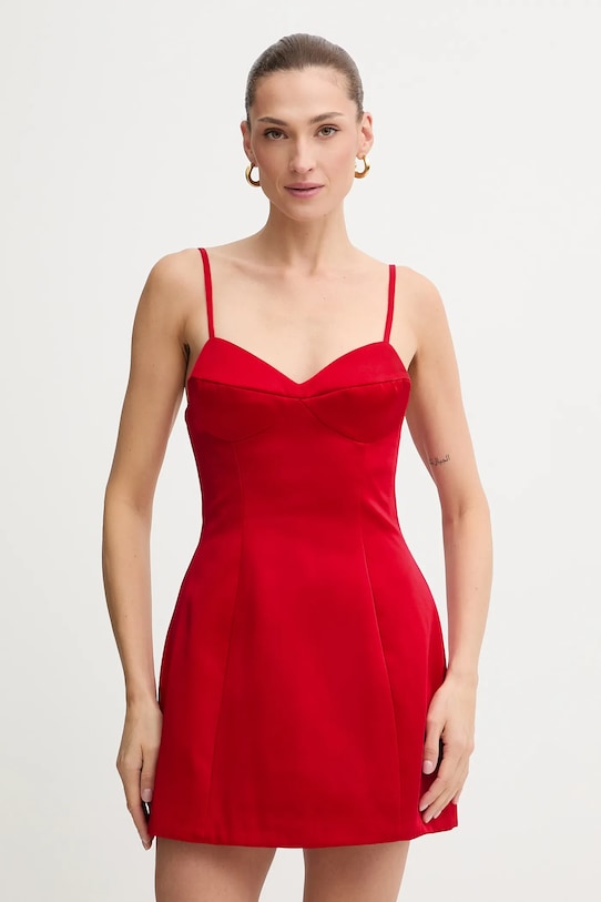 Bardot sukienka tkanina czerwony 59817DB