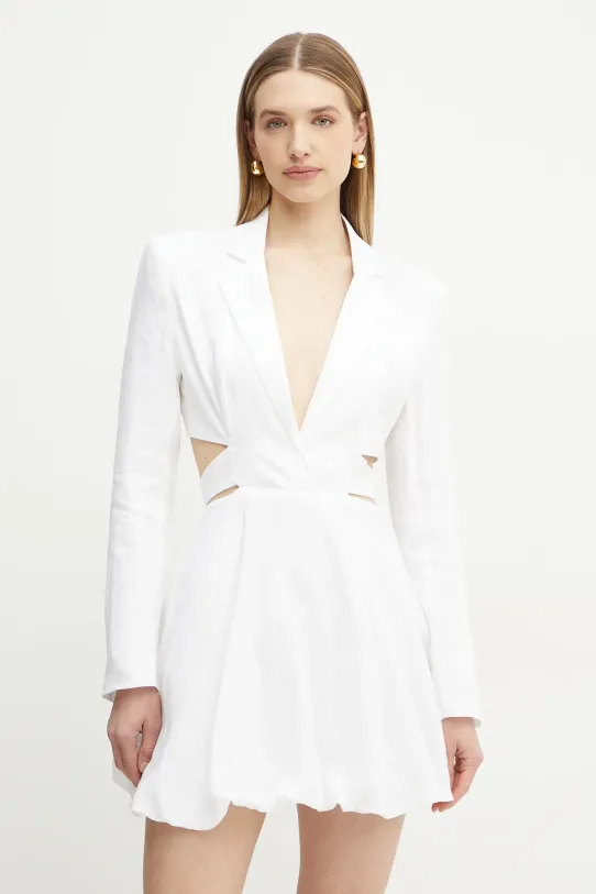 Bardot vestito di lino mini bianco 59860DB
