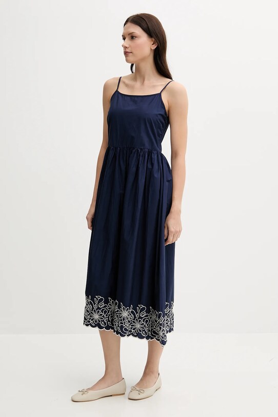 United Colors of Benetton rochie din bumbac 4KUSDV0B7 bleumarin SS25