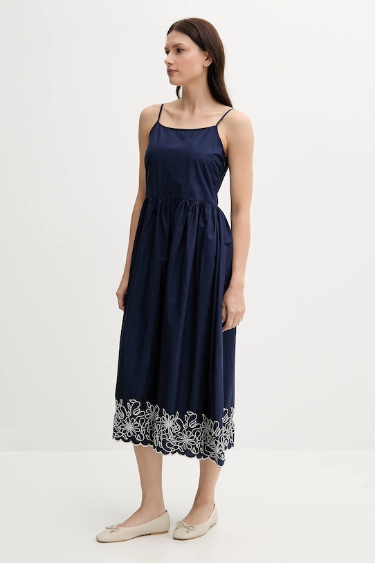 United Colors of Benetton rochie din bumbac 4KUSDV0B7 bleumarin SS25