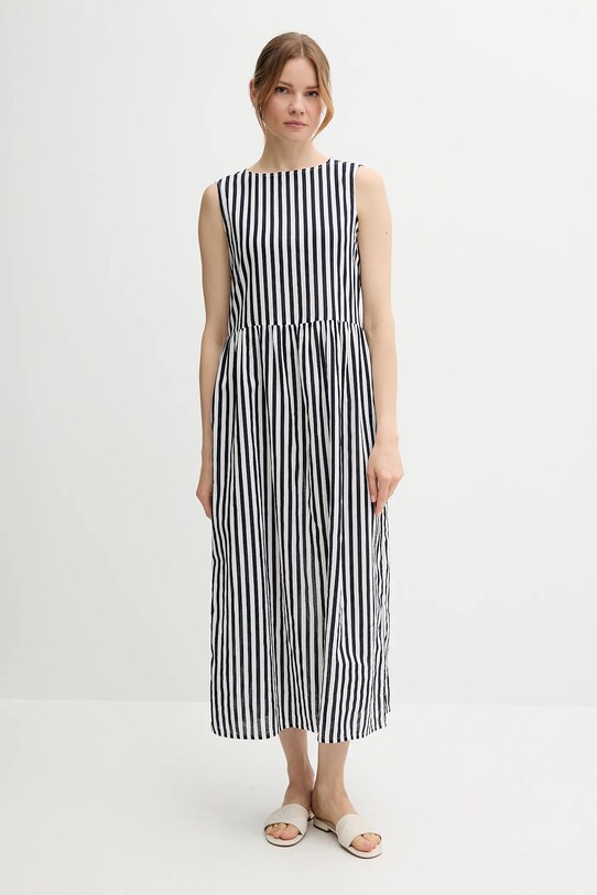 United Colors of Benetton sukienka z domieszką lnu casual granatowy 48I5DV0BK
