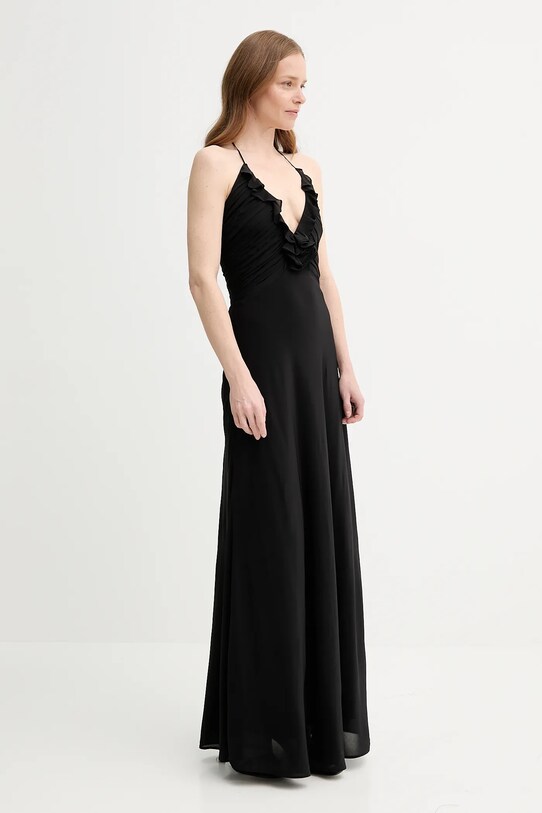 Сукня з домішкою шовку The Kooples FROB30034K чорний SS25