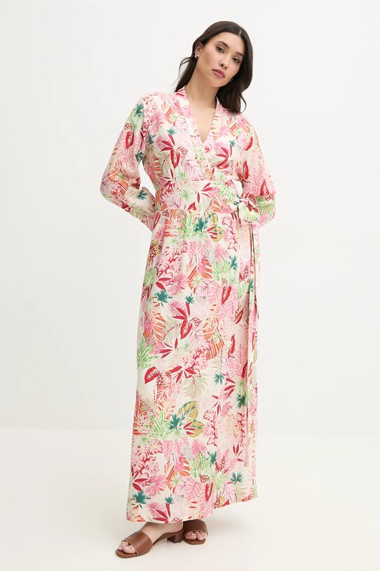 Ruházat Melissa Odabash ruha vászonkeverékből MO.MELINA rózsaszín