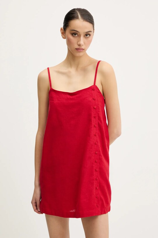 Ленена рокля Abercrombie & Fitch лен червен KI159.5573.500
