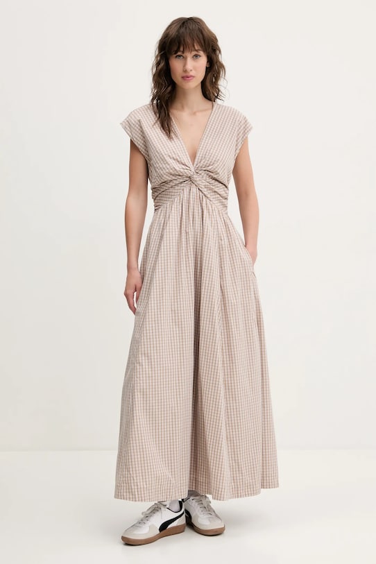 Φόρεμα Abercrombie & Fitch εμπριμέ μπεζ KI159.5581.106