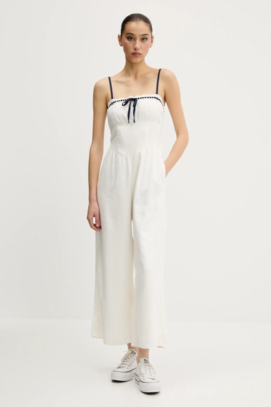 Plátěný overal Hollister Co. KI359.5044.101 béžová SS25