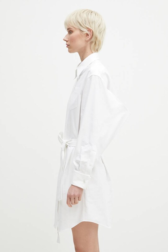 Pamučna haljina Kenzo FF52RO4059LO.01 bijela SS25