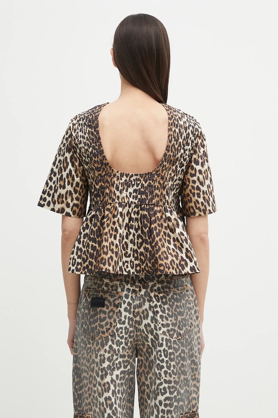 Clothing GANNI cotton blouse W0205 brown