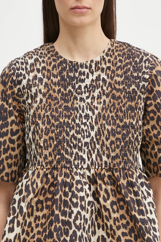 GANNI cotton blouse brown W0205