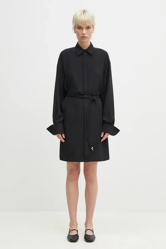 Sportmax silk dress Eolie button down collar black 2512221031600