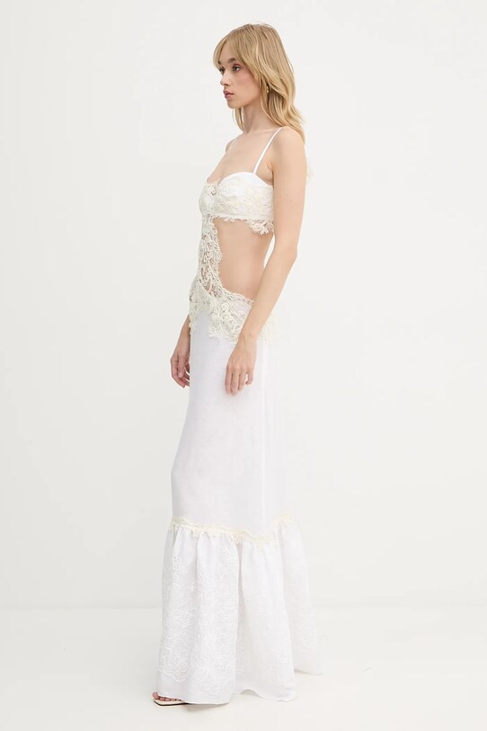 Haljina s dodatkom lana Ermanno Scervino D464Q629NZB bijela SS25